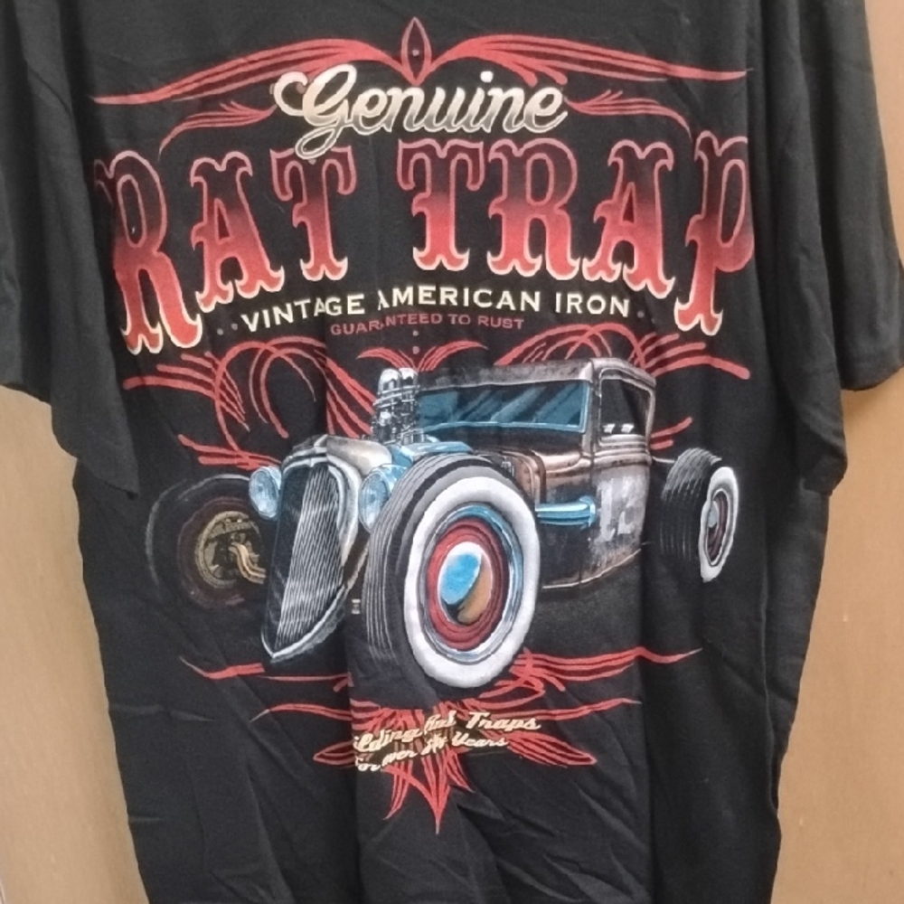 Black Vintage Car Graphic T-Shirt, Rat Trap, Size Large